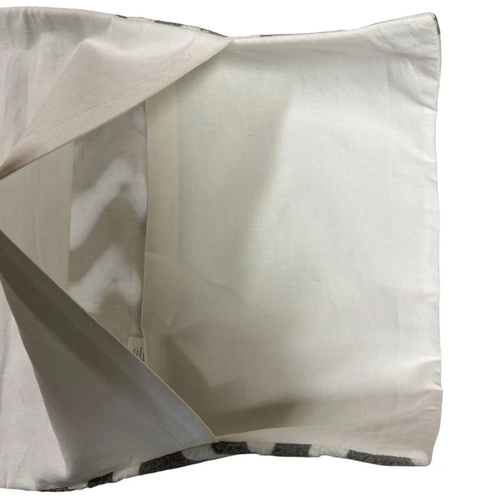 Pottery Barn Chevron‎ Lumbar Pillow Cover Gray White 16x26 Embroidered EUC